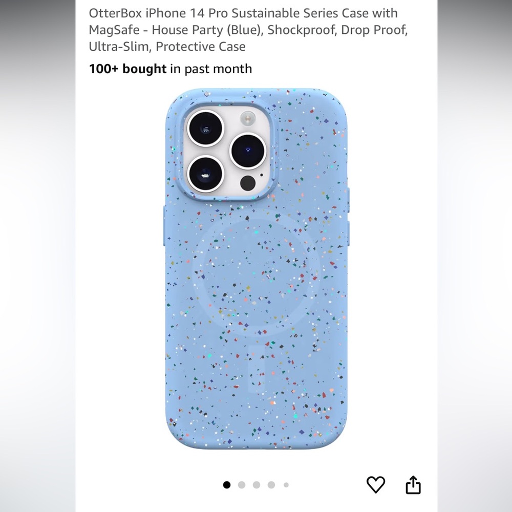 OtterBox Blue Sustainable iPhone 14 Pro Case Durable Speckled Design Magsafe